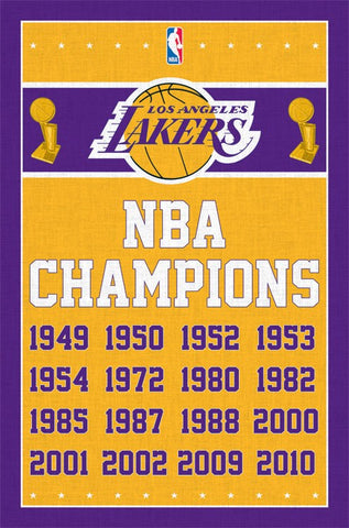 Los Angeles Lakers - Champions Dates Wall Poster