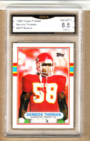 Derrick Thomas - 1989 Topps Traded Rookie Card-Graded-#90T-Chiefs-8.5/10 NM-MT+